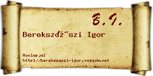 Berekszászi Igor névjegykártya